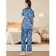 thumbnail image 5 of Ekouaer Womens Silk Satin Pajamas Set Button Down 2 Piece Pjs Short Sleeve Long Pants Sleepwear Lounge Set, 5 of 7