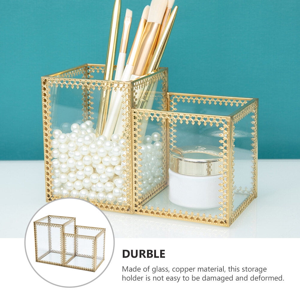 Makeup Brush Storage Bucket Clear Glass Brush Holder Desktop Jewelry