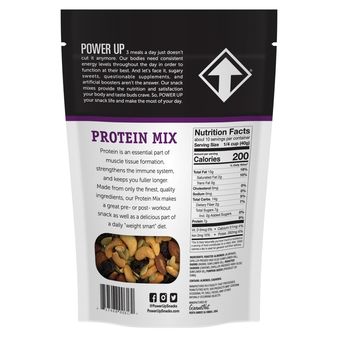 (5 pack) Power Up Trail Mix Protein Mix 14oz, Gluten Free, Vegan, Non-GMO