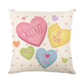 thumbnail image 2 of SugarBloom Love Print Linen Pillowcase with Valentine's Day Letters, Pink Romantic Home Decorative Throw Pillow Cover,A, 2 of 3
