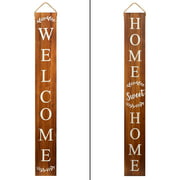 MAINEVENT Outdoor Welcome Sign - Wooden Porch Sign, Modern Farmhouse Decor, Hanging Wall Sign, Welcome Door Sign (Brown)