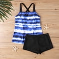 thumbnail image 6 of Women 2 Piece Tankini Set Plus Size Sleeveless Print Halter High Waist Shorts Modest Quick Dry Bathing Suit (4XL, Dark Blue), 6 of 6