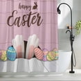 thumbnail image 2 of Happy Easter Shower Curtain Set, Waterproof Shower Curtains for Bathroom, Colorful Spring Eggs Pink Wooden Washable Fabric Cloth Bath Curtain for Bathtub Decoration with Hooks 66x72 Inches, 2 of 9