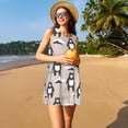 thumbnail image 3 of Lsque Cartoon Bear Brown Pattern Summer Dresses for Women – Sleeveless T-Shirt Swing Sundress, Perfect for the Beach and Casual Days, 3 of 7