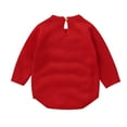 thumbnail image 3 of XDZJLR First Christmas Baby Girl Outfit Xmas Deer Knit Sweater Long Sleeve Striped Jumpsuit Warm Fall Winter Clothes Onesie Red 0-3 Months, 3 of 9