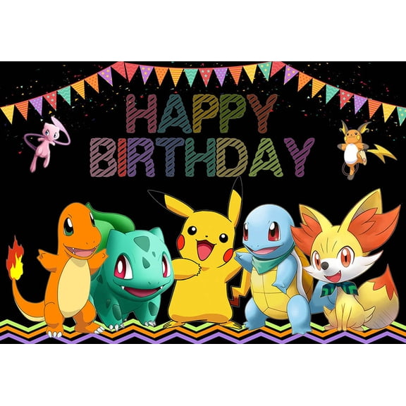 Anime characters dancing Cartoon Theme Party Backdrop Cloth Newborn Happy Birthday Baby Party Decoration Photo Photography Props 5x3FT