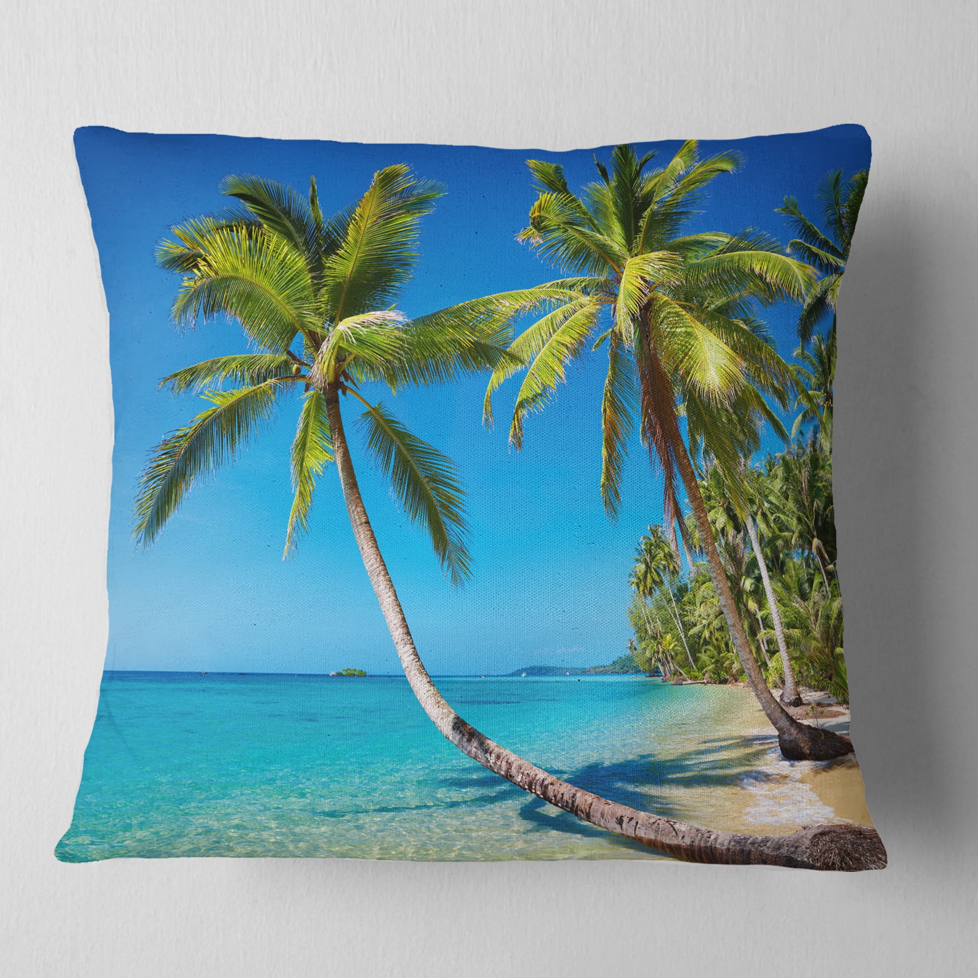 Designart Tropical Beach Thailand - Landscape Photo Throw Pillow - 18x18