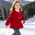 thumbnail image 5 of Besolor Toddler Kids Girls Fleece Coat Buttons Long Sleeve Tops Fall Winter Thicken Warm Overcoat Jackets(18-24 Months,Red), 5 of 7