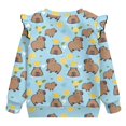 thumbnail image 6 of Yuyamidu Capybara Sweatshirt for Girls Size 7-8 Light Blue Crewneck Graphic Sweatshirt Y2K Ruffle Shoulder Tops Soft Lightweight Everyday Clothes Workout Pullover Playwear, 6 of 8