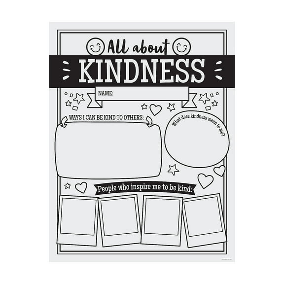 Color Your Own Kindness Posters, Educational, Party Supplies, 30 Pieces