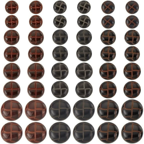 60Pcs 3 Colors Brown Football Shank Buttons Craft 15-25mm Imitation Leather Buttons Plastic Round Buttons