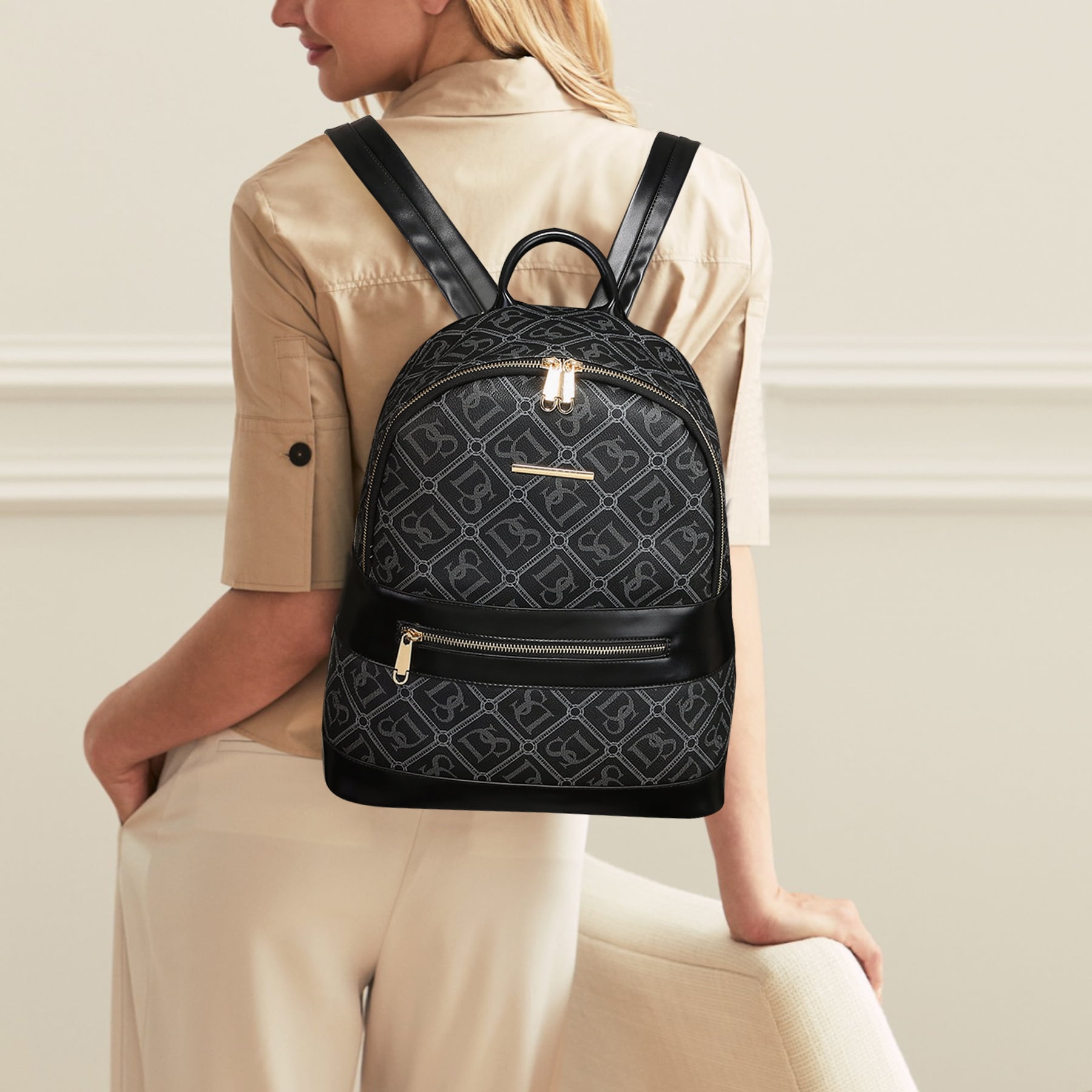 Vansarto Women Fashion Zipper Medium Backpack Purse Faux