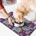 thumbnail image 2 of Retro Paisley Floral Dog Feeding Mat - Waterproof Non-Slip Pet Food Mat, Absorbent Foam Core, Ethnic Design, 2 of 5