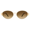 thumbnail image 4 of Gafas de sol SOJOS Retro Ovaladas Doradas/Lentes degradadas marrón UV400 para mujer, 4 of 7