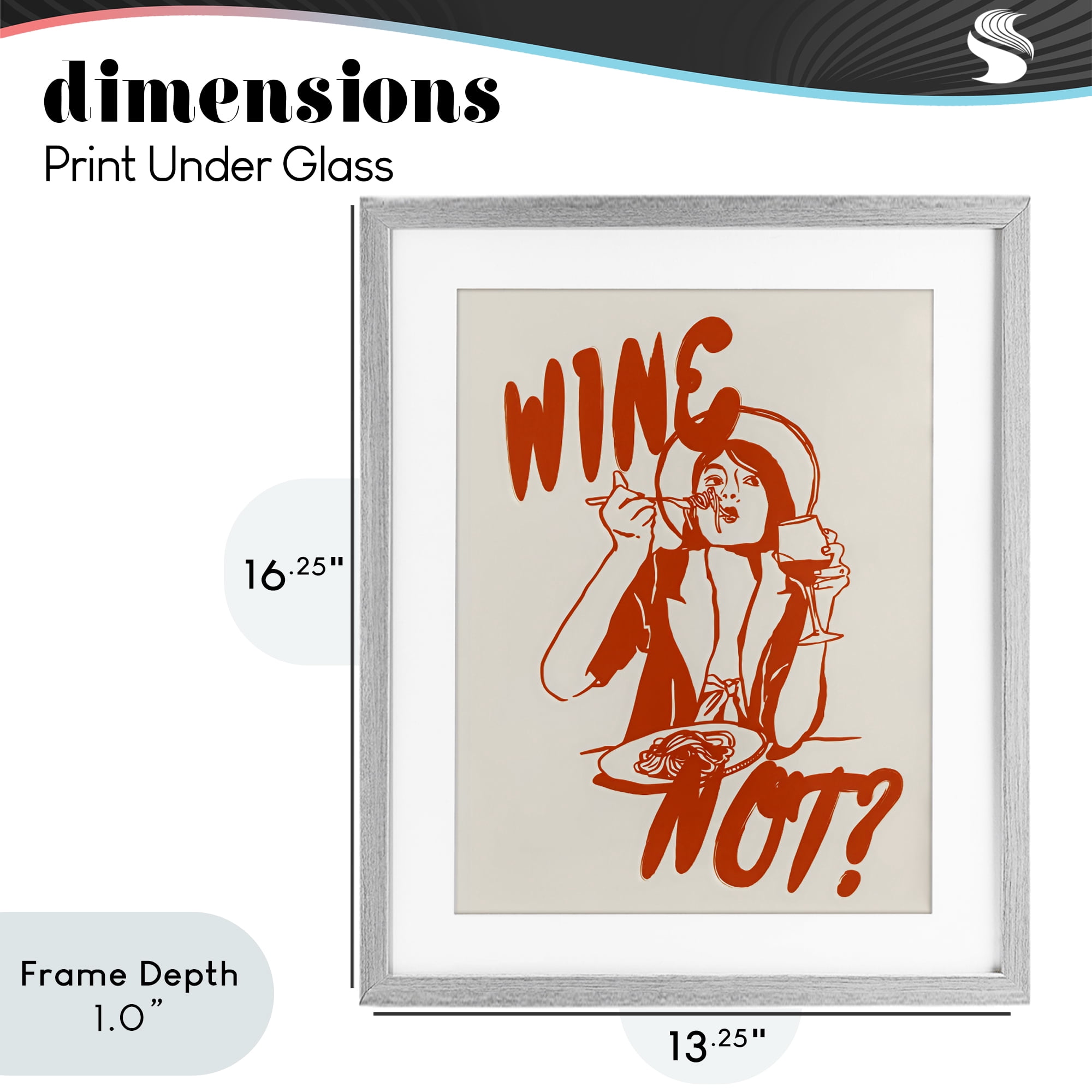 Stupell Industries Wine Not Retro Meal Time Gray Framed Print Under Glass, design by The Prints Vibe