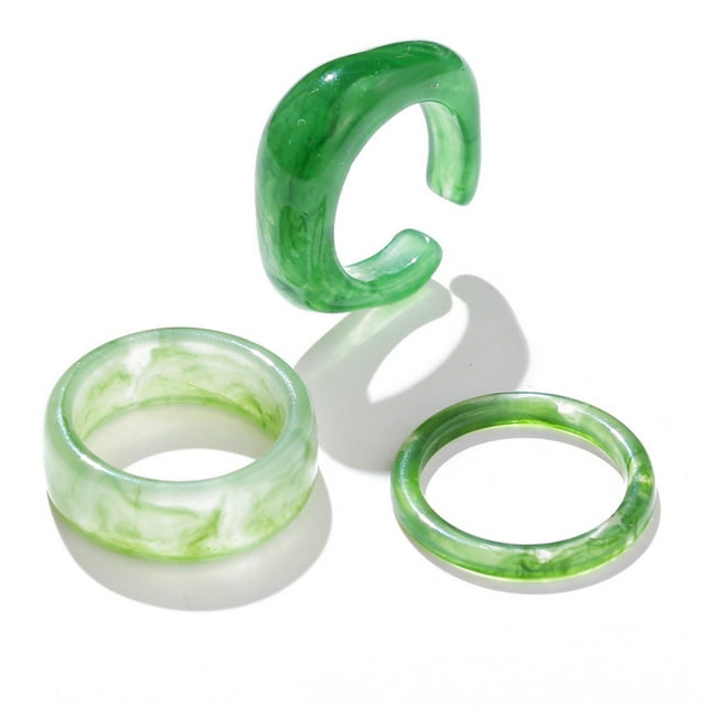 Resin Rings Vintage Casual 3PCS Simple Open Finger Rings Thin Rings Chunky Rings