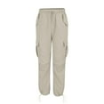 thumbnail image 4 of Womens Travel Pants High Waisted Baggy Cargo Pants Summer Wide Leg Hiking Trousers With Pockets Nylon And Spandex Fabric Lightweight Comfortable S Pants For Women, 4 of 9