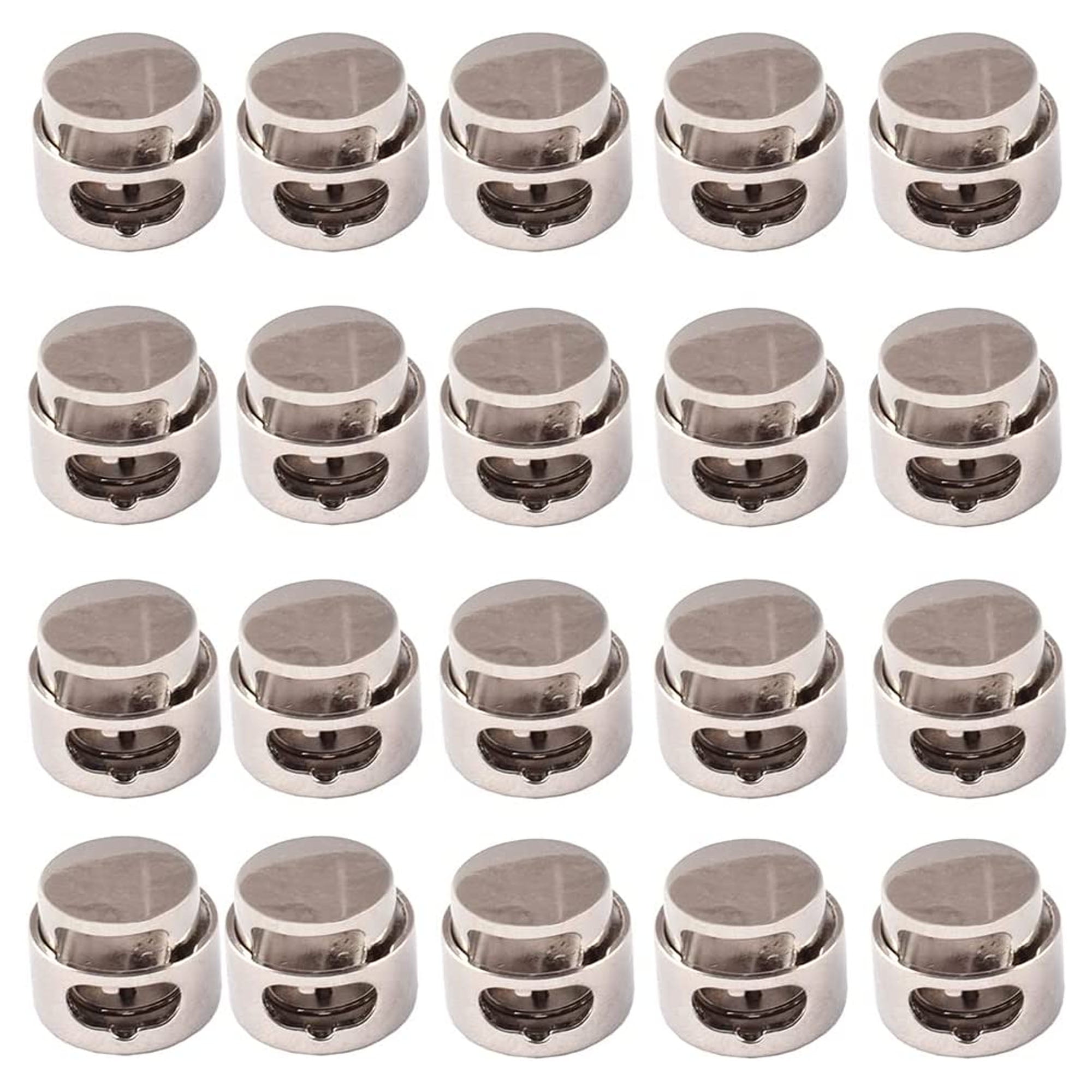 Round Cord Locks Spring Clasps Gunmetal/Sliver Metal Toggle Single Hole ...