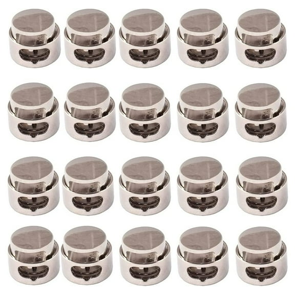 Round Cord Locks Spring Clasps Gunmetal/Sliver Metal Toggle Single Hole String Cord Locks Adjustable Buckle Drawstring Elastic Buckle 30pcs