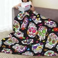 thumbnail image 5 of Day of The Dead Sugar Skull Flannel Fleece Bed Blanket Throw Blanket Lightweight Cozy Plush Blanket for Bedroom Living Rooms Sofa Couch 80"x60", 5 of 6