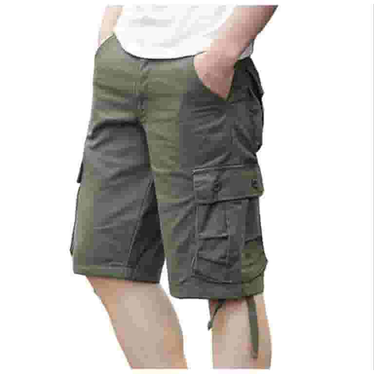 【KOOLOSET】Side Tuck Cotton Cargo Bermuda Pants Cotton Cargo Shorts for Men with Multi Pockets Plus Size