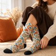 thumbnail image 4 of Thanksgiving Crew Socks For Men Women Adult Mid Calf Casual Athletic Socks With Pumpkin Floral Print Soft Everyday Socks, 4 of 5