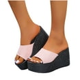 thumbnail image 4 of HAOTAGS Wedge Sandals for Women Platform Breathable Casual Beach Shoes Pink Size 9, 4 of 7
