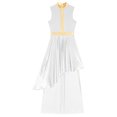 thumbnail image 1 of renvena Tunique de Danse Asymétrique pour Femmes Sans Manches avec Patchwork Métallique Blanc m, 1 of 7