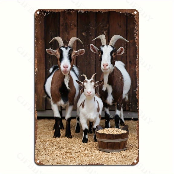 HELLOYOUNG Farmhouse Goat 8x12in Rustic Aluminum Wall Sculpture Foil Carved for Indoor Outdoor Decor Halloween Christmas New Year Gift