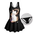 thumbnail image 6 of Uourmeti Magical White Cat Print Girls One Piece Swim Dress - Sleeveless Skirted Bathing Suit with Built-in Liner for Summer Beach & Pool, 6 of 8