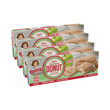 Little Debbie Apple Cinnamon Donut Sticks, 4 Boxes, 24 Individually Wrapped