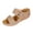 Khaki, variant on Women Slide Sandals Dual Strap Slip On Open Toe Wedge Sandals for Summer Daily Casual Outings Solid Color