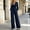 Dark Blue, variant on Jumpsuit for Women V Neck Zip Pleated Long Sleeve Pocket Straight Leg, Sizes Xs-Xxl