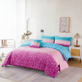 thumbnail image 6 of PERFEMET 6Pcs Turquoise Pink Queen Bed in a Bag Comforter Set Gradient Colorful Glitter Galaxy Bedding Set for Kids Teens, 6 of 8