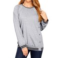 thumbnail image 1 of STARVNC Femmes Col Rond Manches Longues Bouton Épissé Fermeture Couleur Bloc Sweatshirt, 1 of 7