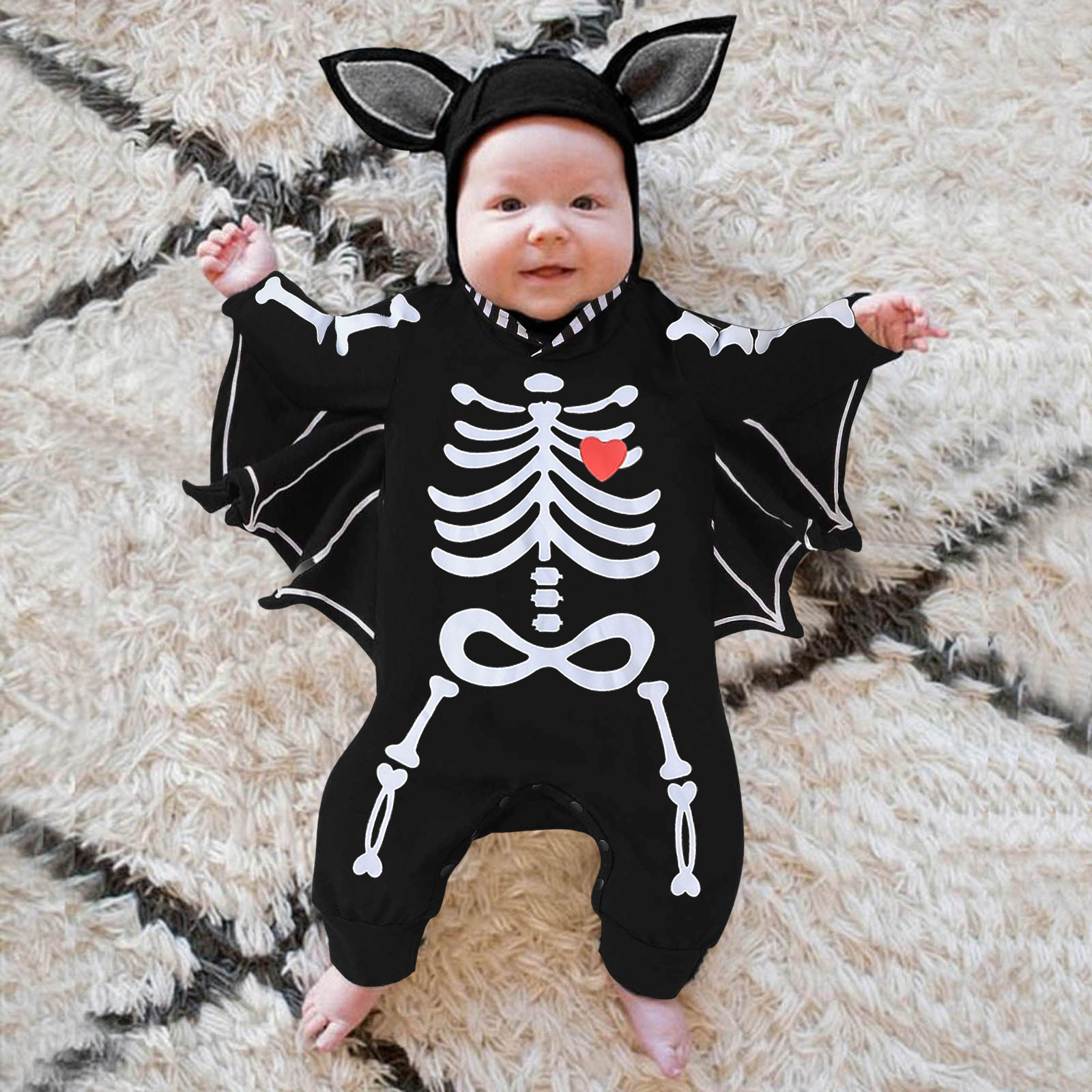 Toddler Skeleton Costume Infant Halloween Costume Boy Hoodie Romper Cotton Newborn Costume My First Halloween Outfit for Toddler 6 9 Months Walmart