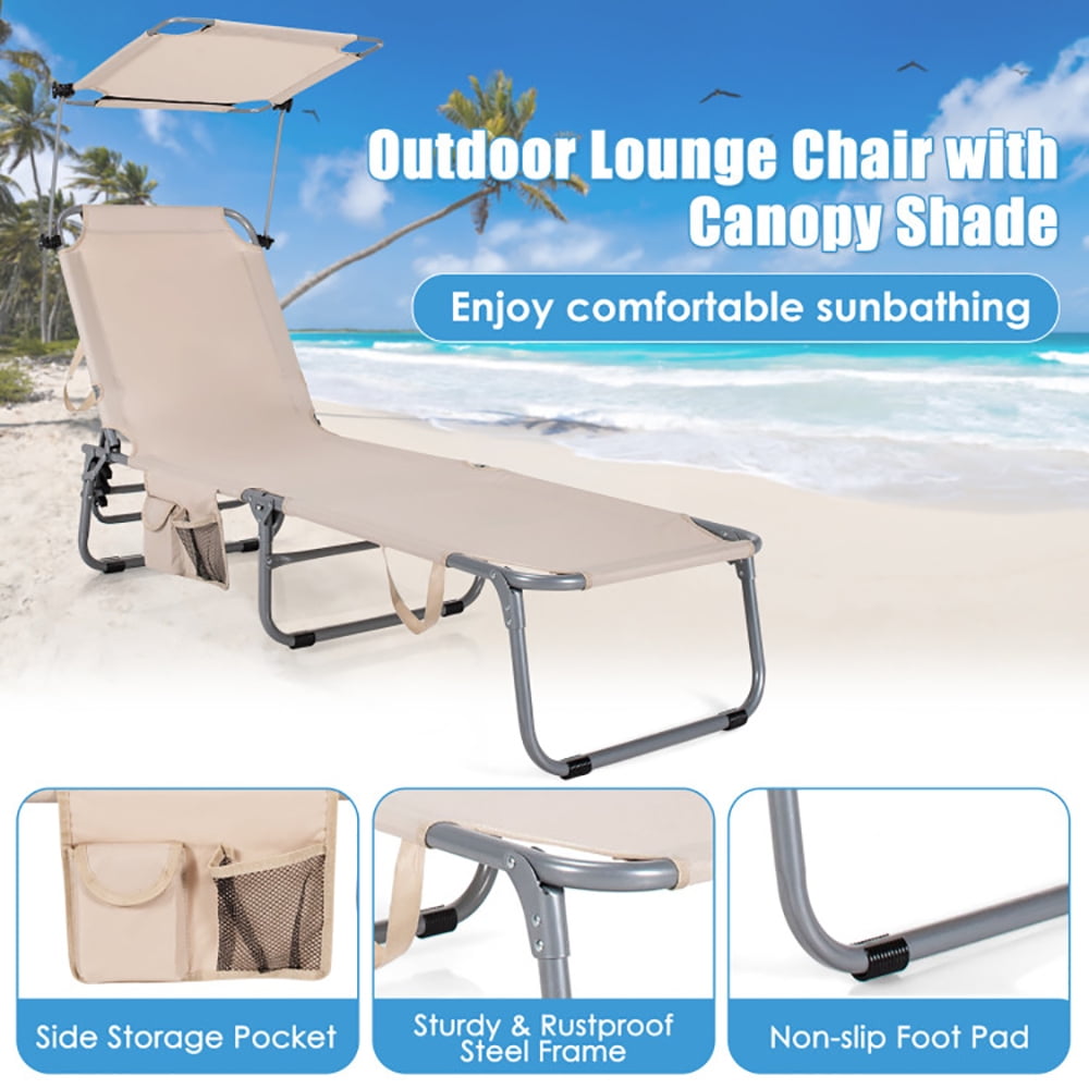 Aimee Lii Set of 2 Portable Reclining Chair with 5 Adjustable Positions, Patio Loungers, Beige Aimee Lii Set of 2 Portable Reclining Chair with 5 Adjustable Positions, Patio Loungers, Beige