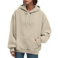 thumbnail image 3 of Puliio Women's Hoodie Bow Print Long Sleeve Casual Drawstring Hooded Sweatshirt Fall Winter Loose Comfy Trendy Pullover Tops With Pockets, 3 of 8