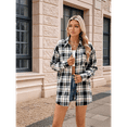 thumbnail image 2 of Women Flannel Shirts Shacket Black and White L, 2 of 8