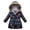 Dark Blue, variant on LYMAYTER Girls Kids Hooded Jacket Toddler Mid-Length Cotton Outerwear Baby Printed Long Sleeve Coat for 3-12 Years