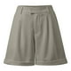 thumbnail image 3 of MKLEKYY Pantalones Cortos de Vestir de Cintura Alta para Mujer con Pliegues, Bolsillos Laterales y Espalda Elástica, Cómodos, Transpirables, Informales, para Viajar, Verano, Primavera y Otoño., 3 of 4