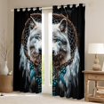 thumbnail image 2 of jejeloiu Boho Style Dreamcatcher Curtains and Drapes,Woodland Animal Wolf Black Out Curtains,Howling Wolves Curtains Pack of 2 (52x63 Each) For Kids Boys,Microfiber Bedroom Decor, 2 of 6