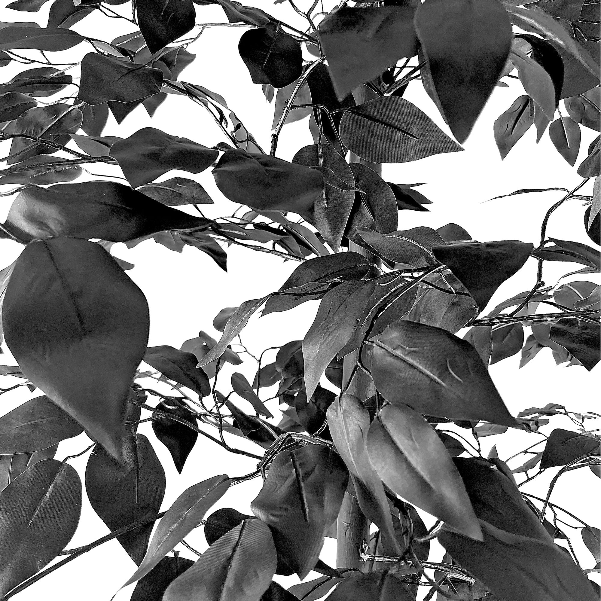 Artificial Tree, 6ft Artificial Designer Black Ficus Tree in a Black Embossed Metal Pot by LCG Florals, Faux Designer Fake Indoor Tree for Living Room, Office, and Home Décor
