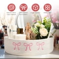 thumbnail image 3 of Austok White/Pink Bow Woven Storage Basket with Handle Boho Bowknot Cotton Rope Woven Bathroom Vanity Organizer Bin Toilet Paper Storage Basket Baby Essential Organizer Bathroom Decor, 3 of 9