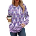 thumbnail image 2 of Hoodies For Women Oversized Winter Cute Sweatshirts Pullover Trendy Fall Clothes, Retro Print Lightweight Design without Pockets for Fall Winter Fashion and Comfort,Purple,L, 2 of 8