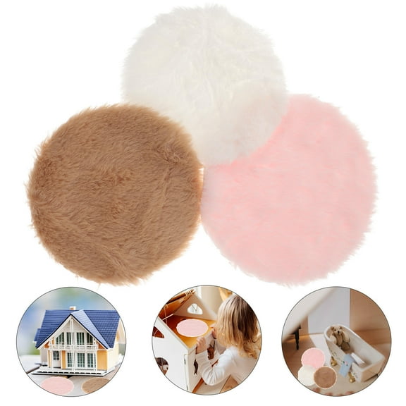 WRITWAA 3-Piece Dollhouse Carpet Set Assorted Colors Decorative Cloth Rugs for Miniature Doll Furniture