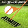 thumbnail image 4 of Lawn Leveling Rake – Heavy Duty Stainless Steel Yard Tool – 30"x10" Leveler with 6.5 FT Extended Handle – for Lawn & Yard – Orange Handle + Black Rake Head, 4 of 6