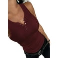 thumbnail image 2 of Langwyqu Summer Sleeveless Women Scoop Neck Slim Fit Tank Tops Buttons Low Cut Tops, 2 of 5