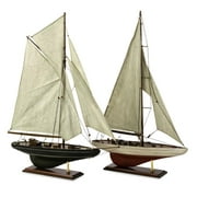 Set of 2 Decorative Nautical Sailboat Schooner Accents
