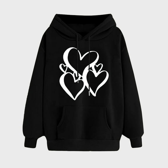 jjayotai Sweatshirts for Teen Girls, Heart Print Casual Hoodies Cute Sweaters Womens Long Sleeve Hooded Tops with Pocket